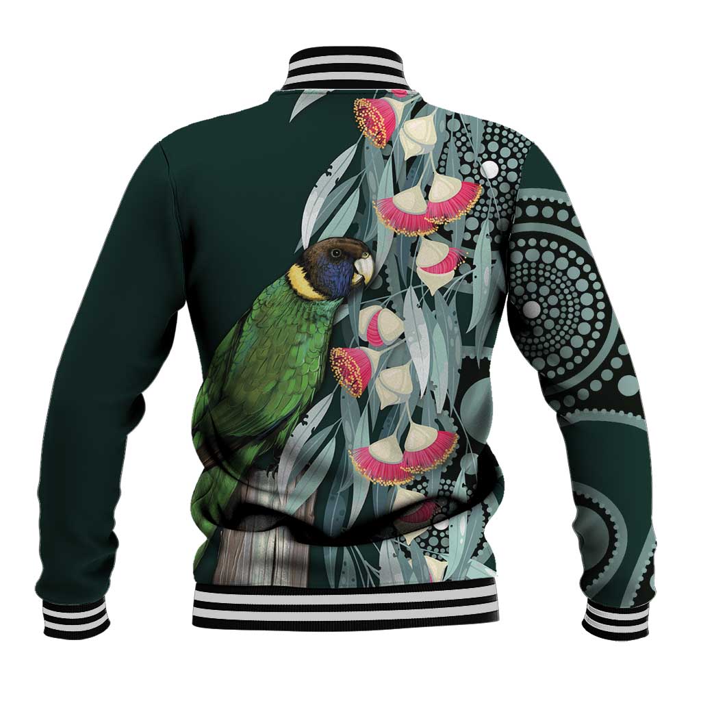 Australian Ringneck Parrot Baseball Jacket Barnardius Zonarius Eucalyptus Flowers Aboriginal Art