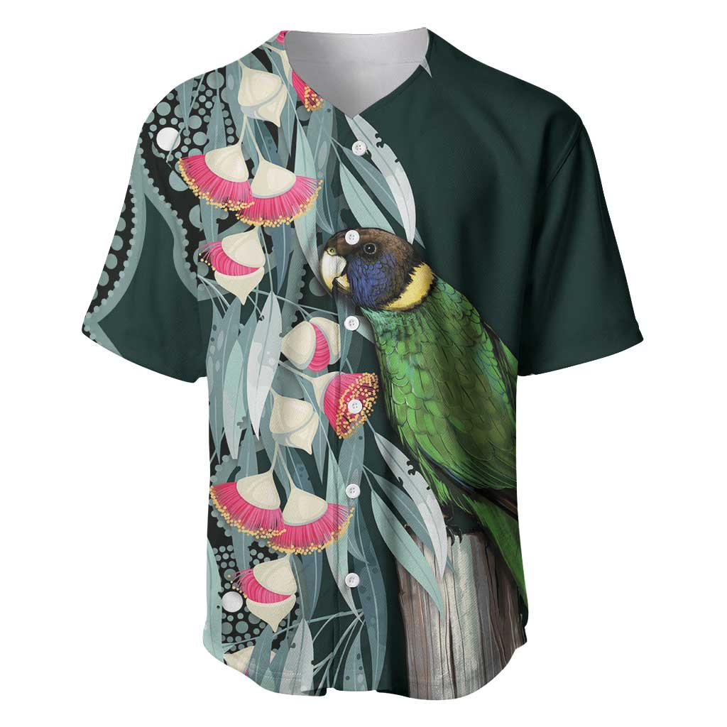 Australian Ringneck Parrot Baseball Jersey Barnardius Zonarius Eucalyptus Flowers Aboriginal Art