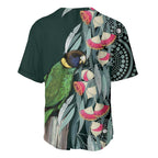 Australian Ringneck Parrot Baseball Jersey Barnardius Zonarius Eucalyptus Flowers Aboriginal Art