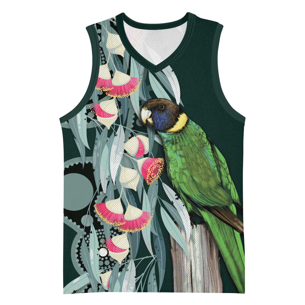 Australian Ringneck Parrot Basketball Jersey Barnardius Zonarius Eucalyptus Flowers Aboriginal Art