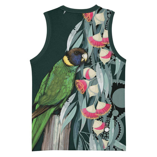 Australian Ringneck Parrot Basketball Jersey Barnardius Zonarius Eucalyptus Flowers Aboriginal Art