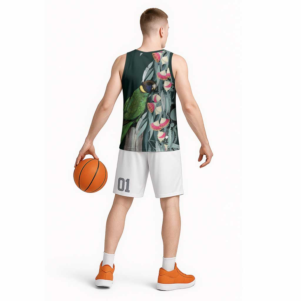 Australian Ringneck Parrot Basketball Jersey Barnardius Zonarius Eucalyptus Flowers Aboriginal Art