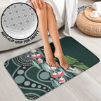 Australian Ringneck Parrot Bathroom Set Barnardius Zonarius Eucalyptus Flowers Aboriginal Art