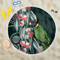 Australian Ringneck Parrot Beach Blanket Barnardius Zonarius Eucalyptus Flowers Aboriginal Art