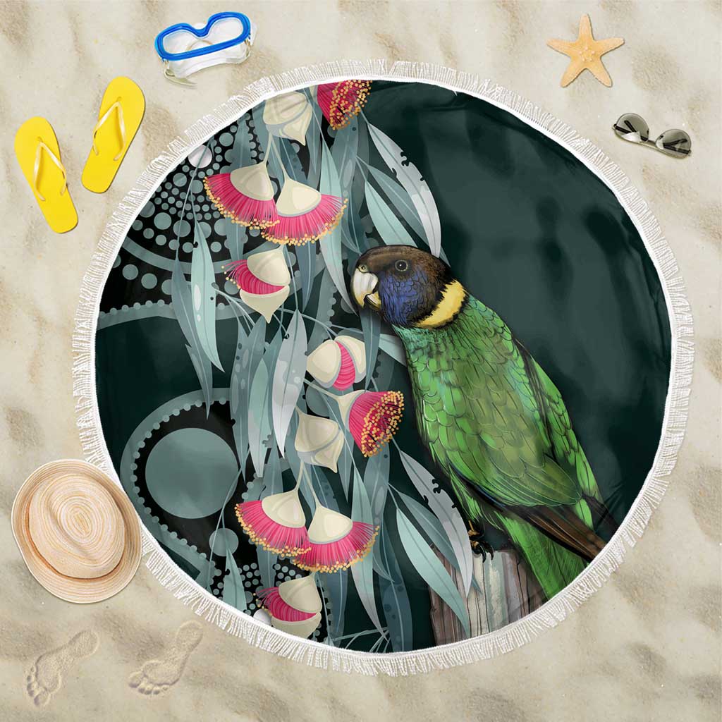 Australian Ringneck Parrot Beach Blanket Barnardius Zonarius Eucalyptus Flowers Aboriginal Art