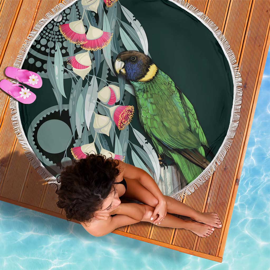 Australian Ringneck Parrot Beach Blanket Barnardius Zonarius Eucalyptus Flowers Aboriginal Art