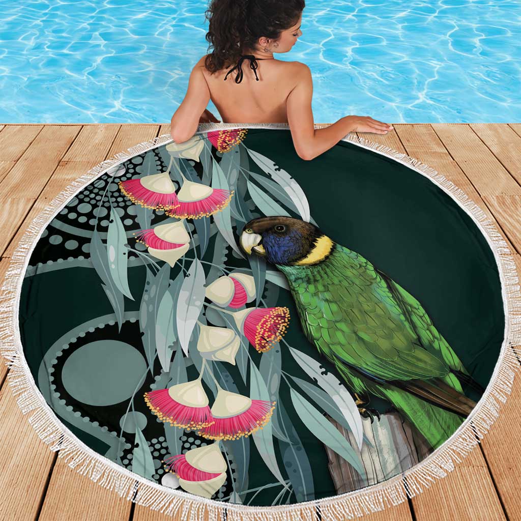 Australian Ringneck Parrot Beach Blanket Barnardius Zonarius Eucalyptus Flowers Aboriginal Art