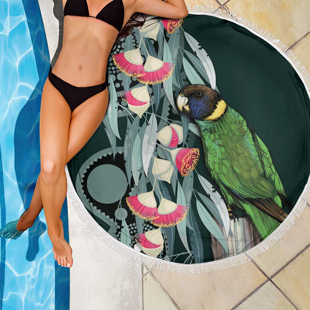 Australian Ringneck Parrot Beach Blanket Barnardius Zonarius Eucalyptus Flowers Aboriginal Art