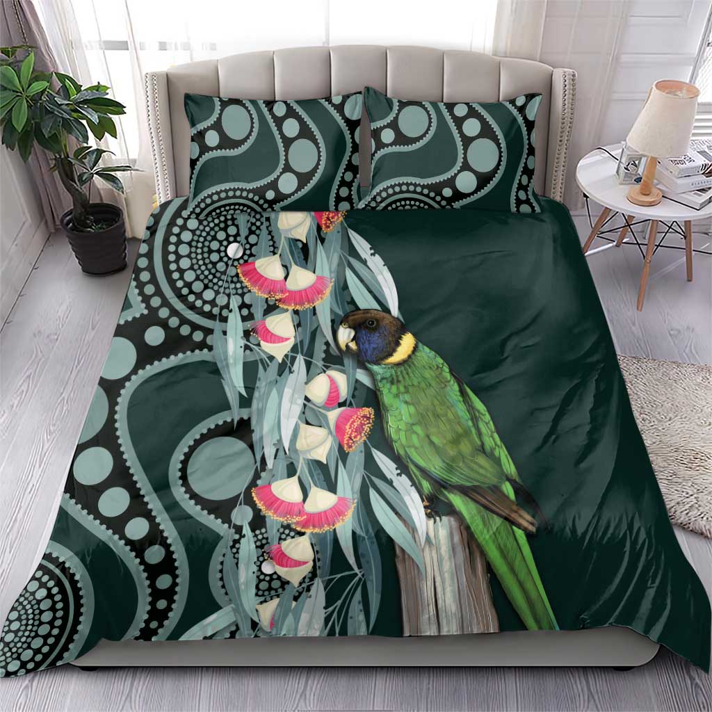 Australian Ringneck Parrot Bedding Set Barnardius Zonarius Eucalyptus Flowers Aboriginal Art