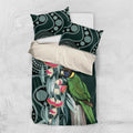 Australian Ringneck Parrot Bedding Set Barnardius Zonarius Eucalyptus Flowers Aboriginal Art