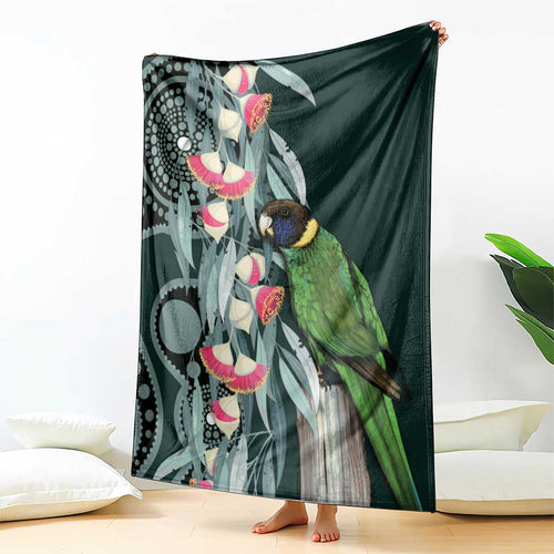 Australian Ringneck Parrot Blanket Barnardius Zonarius Eucalyptus Flowers Aboriginal Art