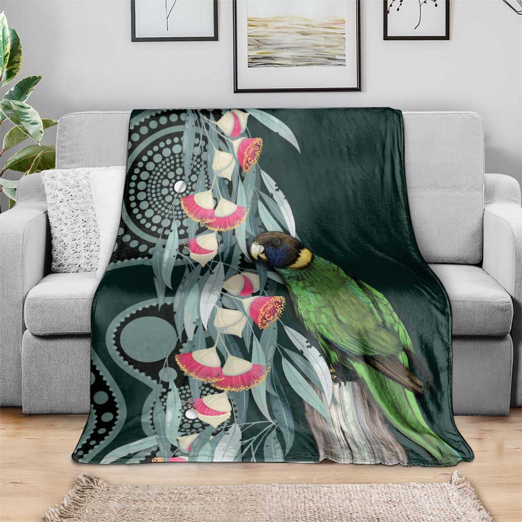 Australian Ringneck Parrot Blanket Barnardius Zonarius Eucalyptus Flowers Aboriginal Art
