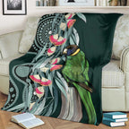Australian Ringneck Parrot Blanket Barnardius Zonarius Eucalyptus Flowers Aboriginal Art