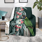 Australian Ringneck Parrot Blanket Barnardius Zonarius Eucalyptus Flowers Aboriginal Art