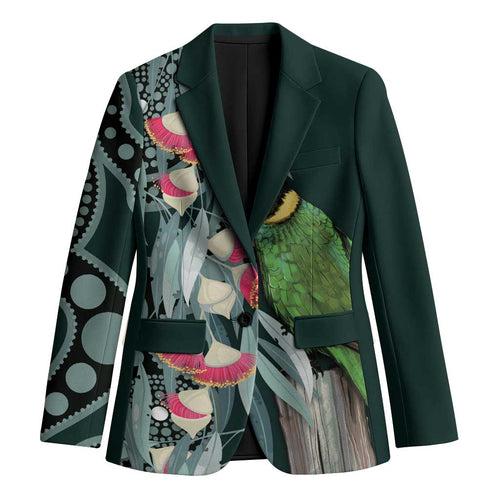 Australian Ringneck Parrot Blazer Barnardius Zonarius Eucalyptus Flowers Aboriginal Art