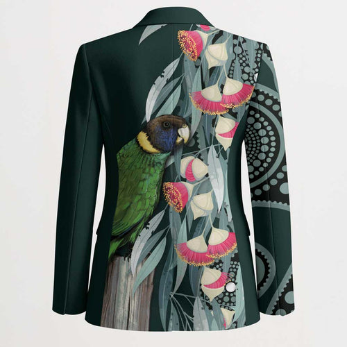 Australian Ringneck Parrot Blazer Barnardius Zonarius Eucalyptus Flowers Aboriginal Art