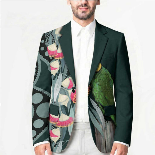 Australian Ringneck Parrot Blazer Barnardius Zonarius Eucalyptus Flowers Aboriginal Art