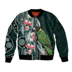 Australian Ringneck Parrot Bomber Jacket Barnardius Zonarius Eucalyptus Flowers Aboriginal Art