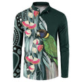 Australian Ringneck Parrot Button Sweatshirt Barnardius Zonarius Eucalyptus Flowers Aboriginal Art