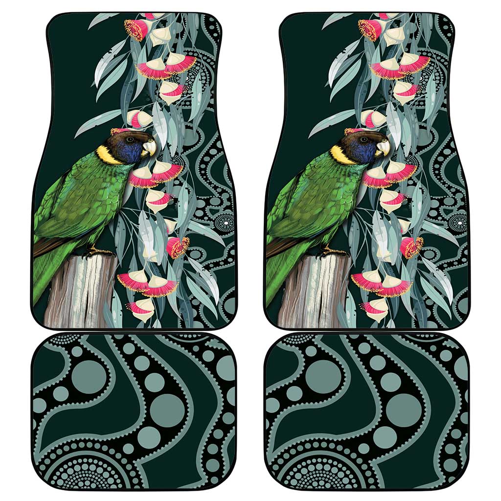 Australian Ringneck Parrot Car Mats Barnardius Zonarius Eucalyptus Flowers Aboriginal Art