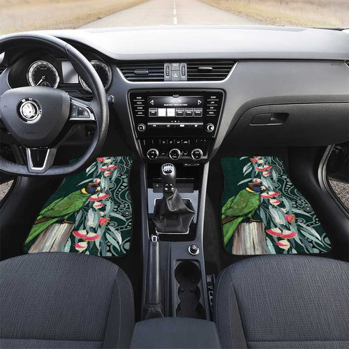 Australian Ringneck Parrot Car Mats Barnardius Zonarius Eucalyptus Flowers Aboriginal Art