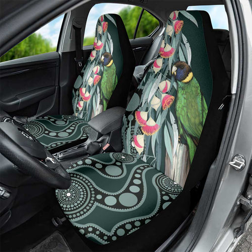 Australian Ringneck Parrot Car Seat Cover Barnardius Zonarius Eucalyptus Flowers Aboriginal Art