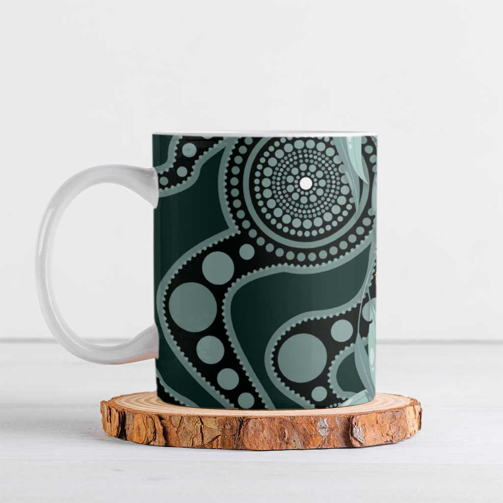 Australian Ringneck Parrot Ceramic Mug Barnardius Zonarius Eucalyptus Flowers Aboriginal Art