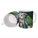 Australian Ringneck Parrot Ceramic Mug Barnardius Zonarius Eucalyptus Flowers Aboriginal Art