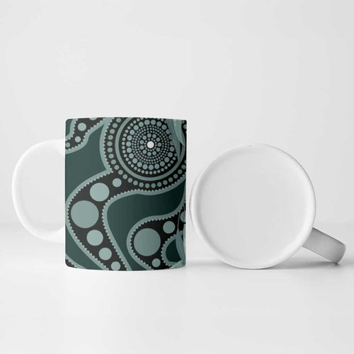 Australian Ringneck Parrot Ceramic Mug Barnardius Zonarius Eucalyptus Flowers Aboriginal Art