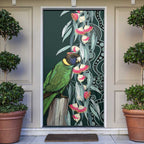 Australian Ringneck Parrot Door Cover Barnardius Zonarius Eucalyptus Flowers Aboriginal Art