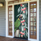 Australian Ringneck Parrot Door Cover Barnardius Zonarius Eucalyptus Flowers Aboriginal Art