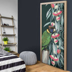 Australian Ringneck Parrot Door Cover Barnardius Zonarius Eucalyptus Flowers Aboriginal Art