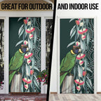 Australian Ringneck Parrot Door Cover Barnardius Zonarius Eucalyptus Flowers Aboriginal Art