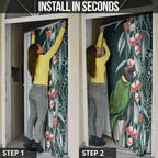 Australian Ringneck Parrot Door Cover Barnardius Zonarius Eucalyptus Flowers Aboriginal Art