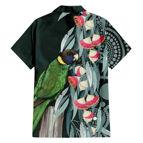Australian Ringneck Parrot Family Matching Long Sleeve Bodycon Dress and Hawaiian Shirt Barnardius Zonarius Eucalyptus Flowers Aboriginal Art