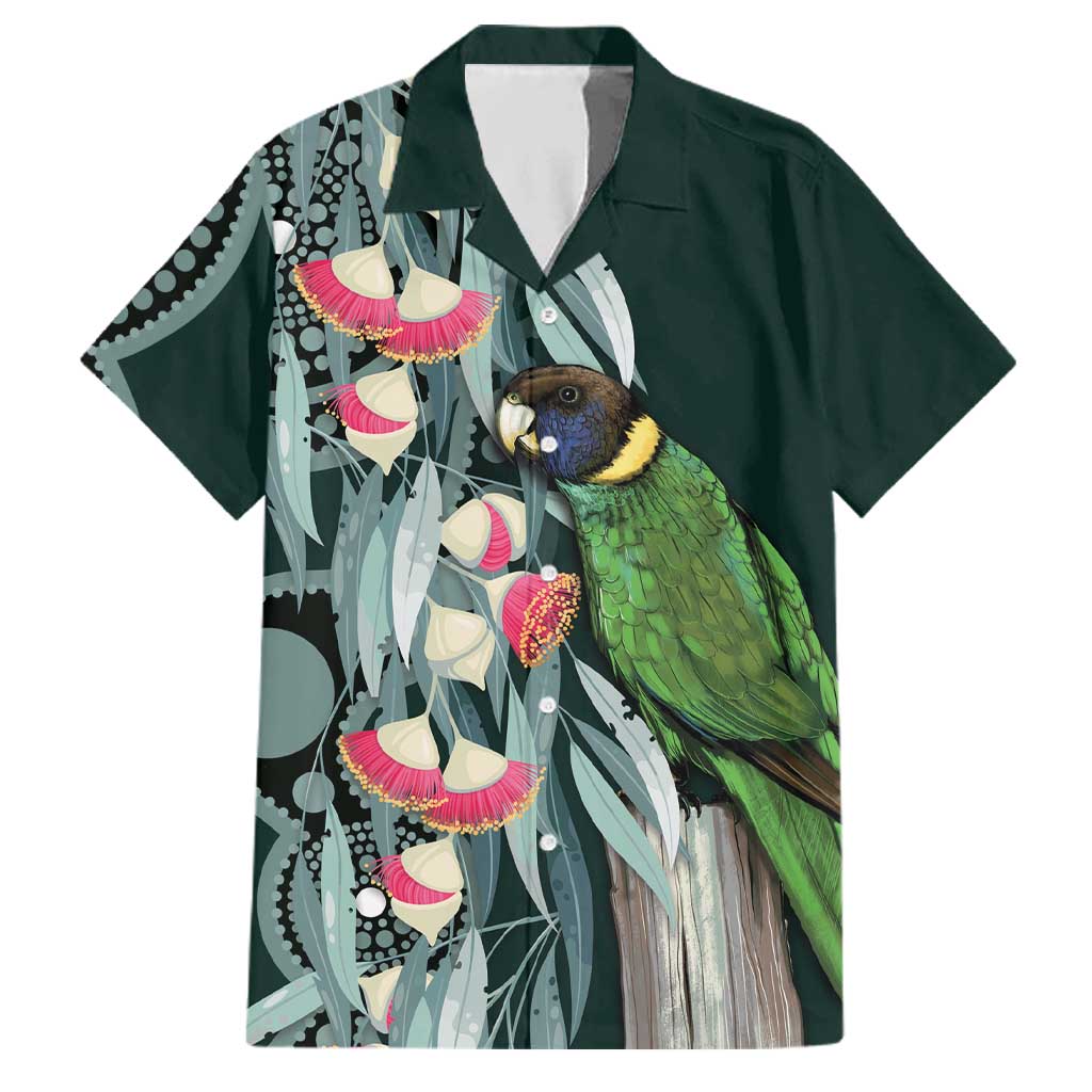Australian Ringneck Parrot Family Matching Mermaid Dress and Hawaiian Shirt Barnardius Zonarius Eucalyptus Flowers Aboriginal Art
