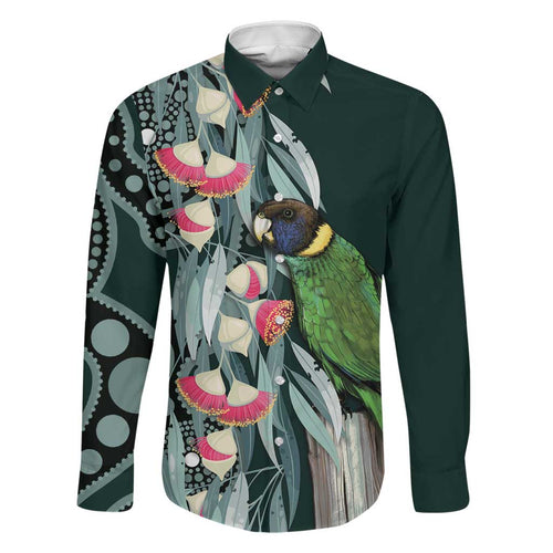 Australian Ringneck Parrot Family Matching Mermaid Dress and Hawaiian Shirt Barnardius Zonarius Eucalyptus Flowers Aboriginal Art
