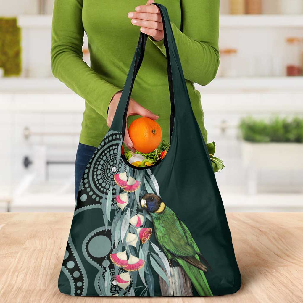 Australian Ringneck Parrot Grocery Bag Barnardius Zonarius Eucalyptus Flowers Aboriginal Art