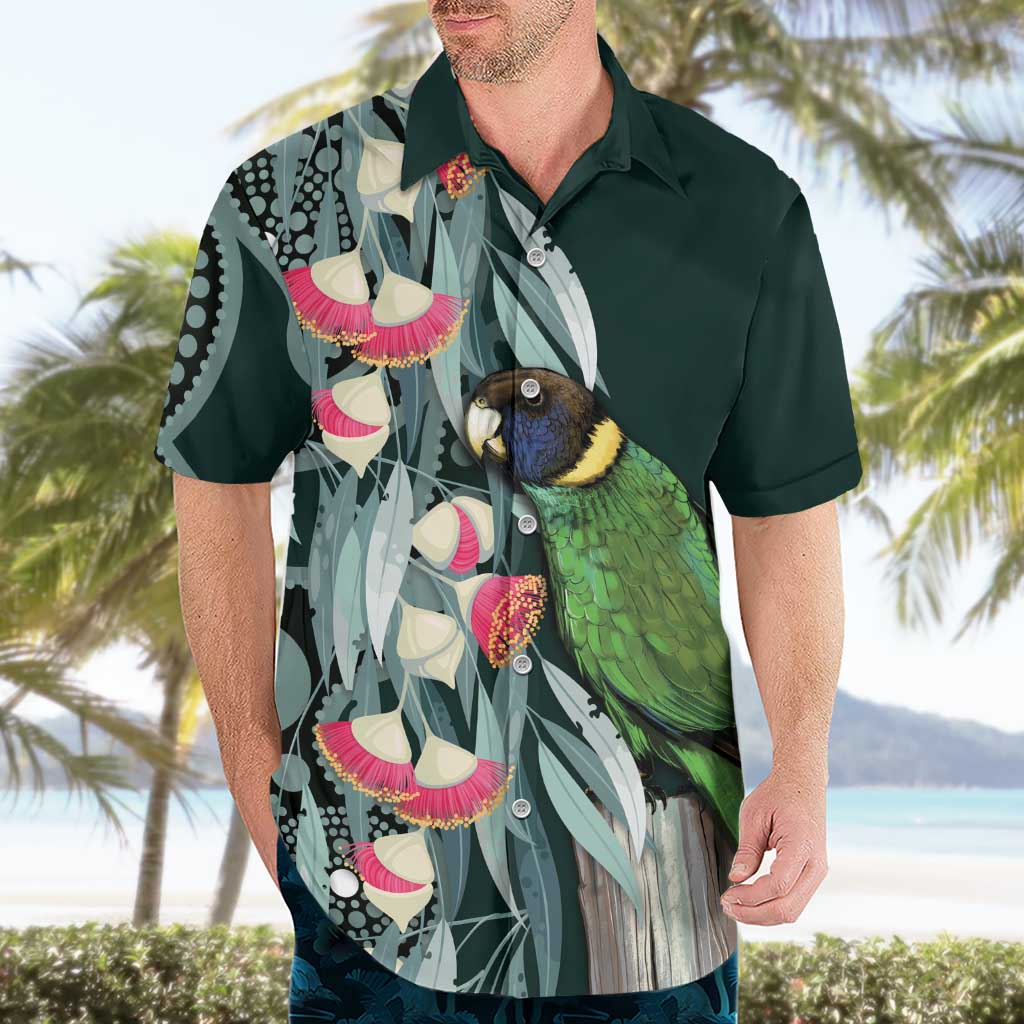 Australian Ringneck Parrot Hawaiian Shirt Barnardius Zonarius Eucalyptus Flowers Aboriginal Art