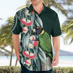Australian Ringneck Parrot Hawaiian Shirt Barnardius Zonarius Eucalyptus Flowers Aboriginal Art