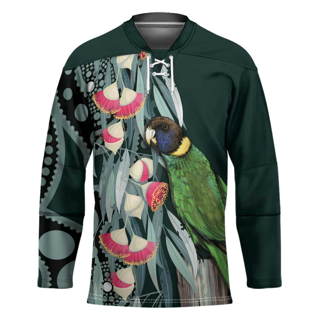 Australian Ringneck Parrot Hockey Jersey Barnardius Zonarius Eucalyptus Flowers Aboriginal Art