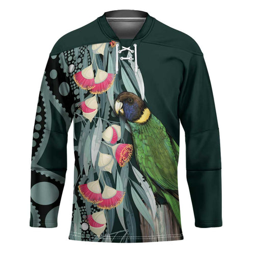 Australian Ringneck Parrot Hockey Jersey Barnardius Zonarius Eucalyptus Flowers Aboriginal Art