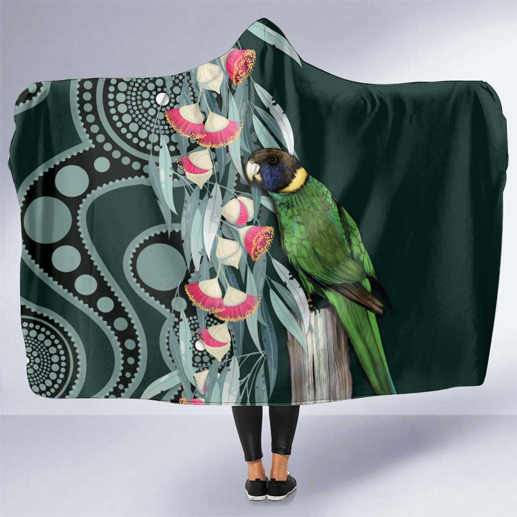 Australian Ringneck Parrot Hooded Blanket Barnardius Zonarius Eucalyptus Flowers Aboriginal Art