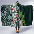 Australian Ringneck Parrot Hooded Blanket Barnardius Zonarius Eucalyptus Flowers Aboriginal Art