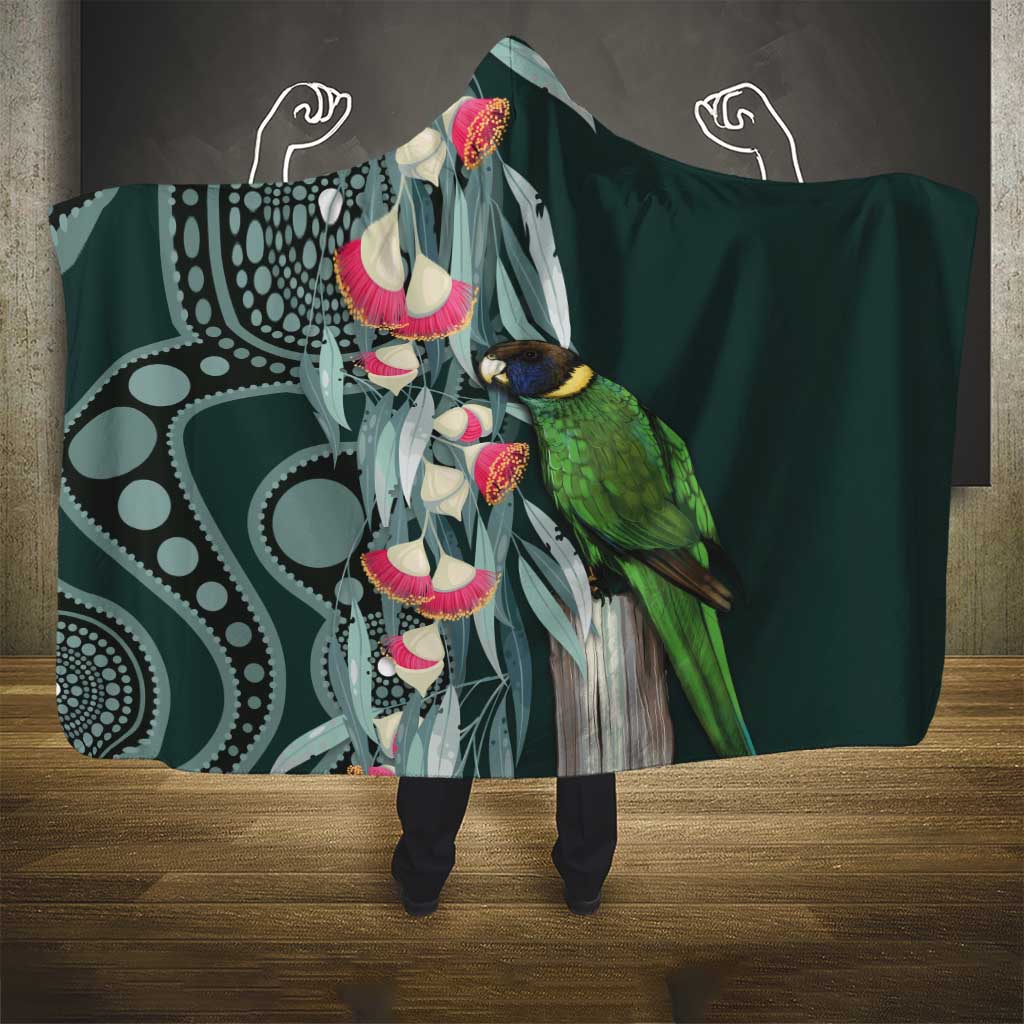 Australian Ringneck Parrot Hooded Blanket Barnardius Zonarius Eucalyptus Flowers Aboriginal Art