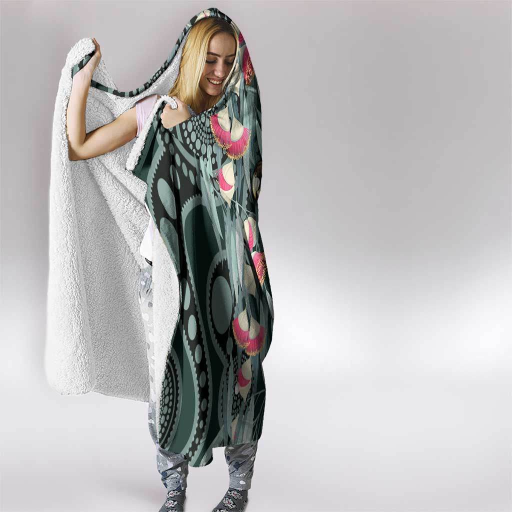Australian Ringneck Parrot Hooded Blanket Barnardius Zonarius Eucalyptus Flowers Aboriginal Art