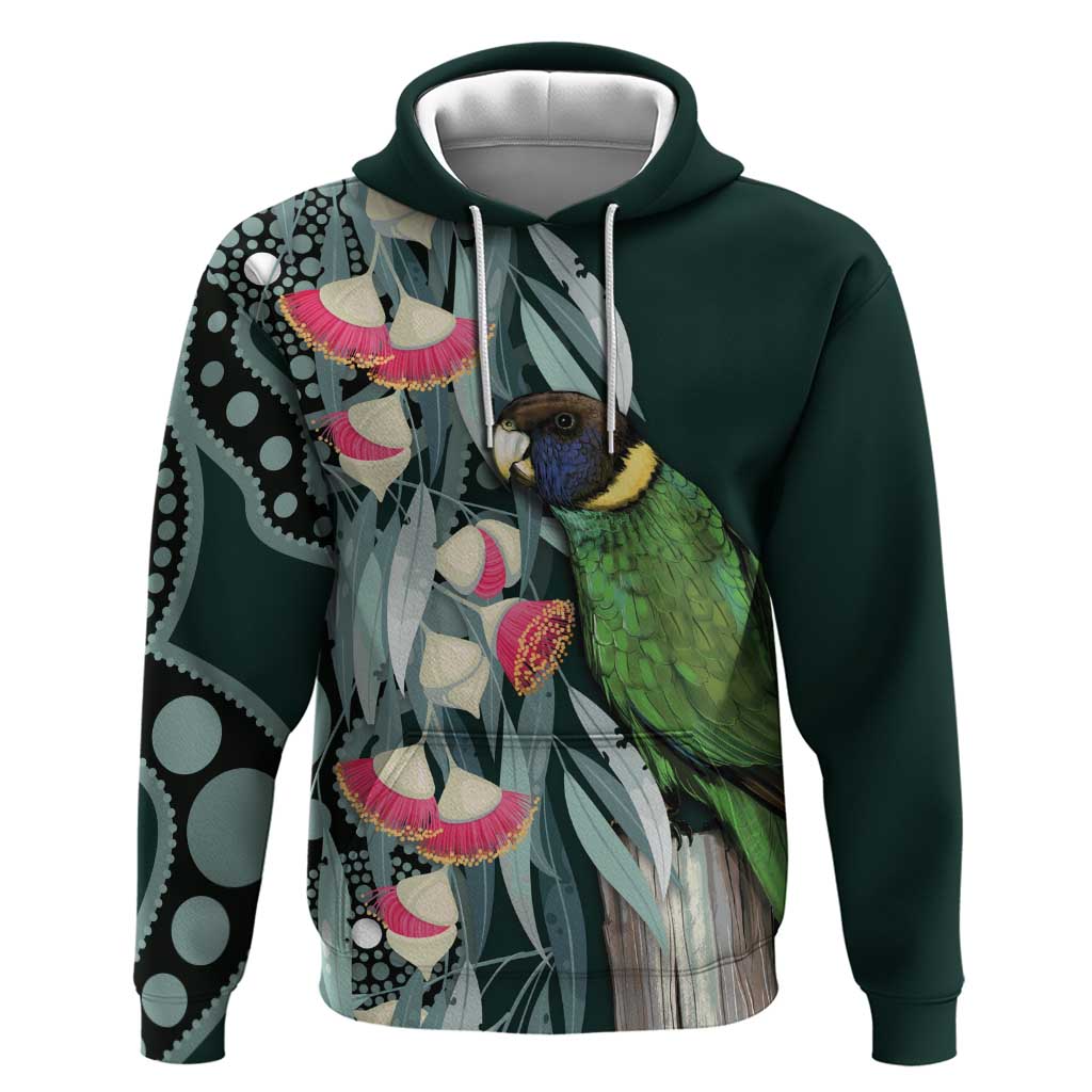 Australian Ringneck Parrot Hoodie Barnardius Zonarius Eucalyptus Flowers Aboriginal Art
