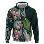 Australian Ringneck Parrot Hoodie Barnardius Zonarius Eucalyptus Flowers Aboriginal Art