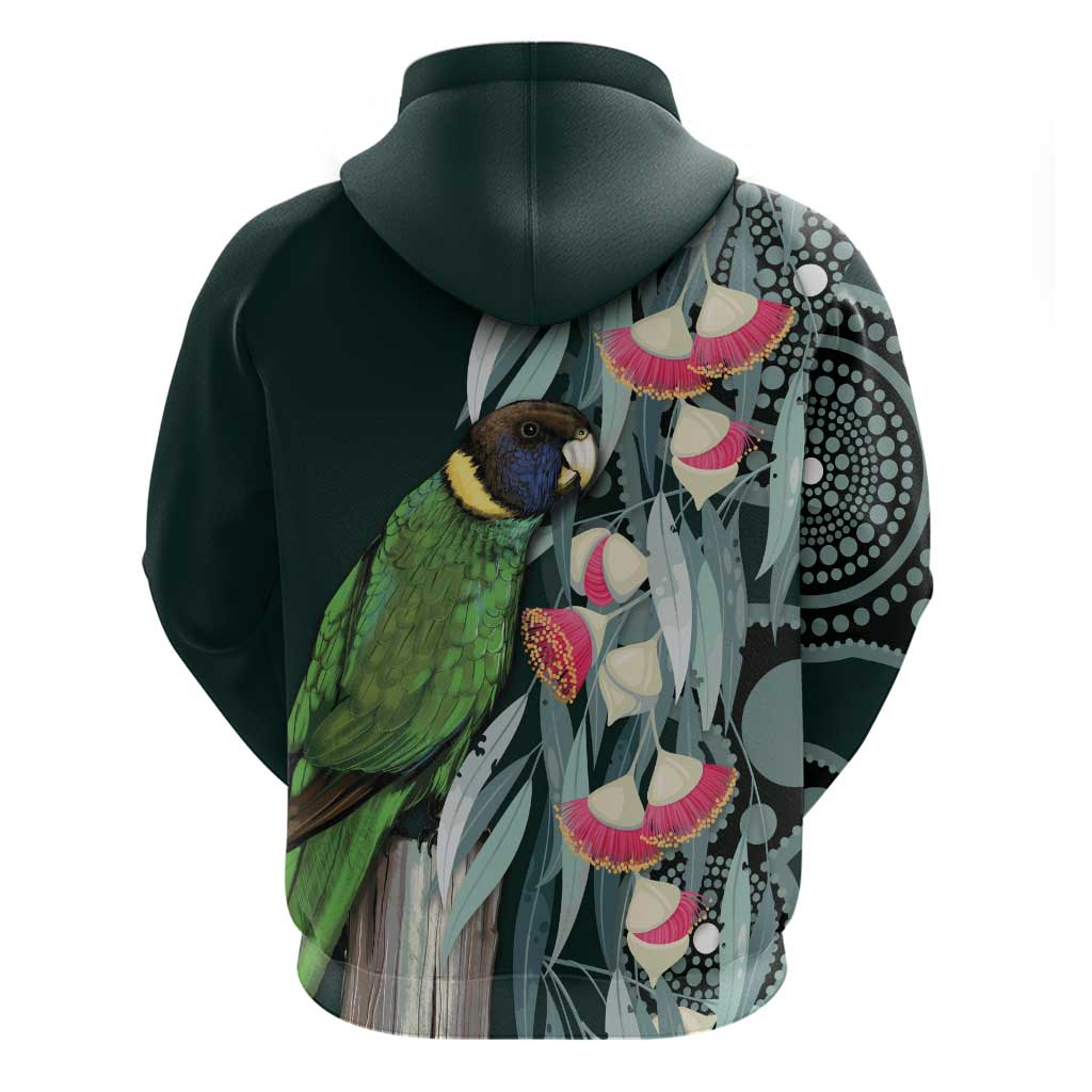 Australian Ringneck Parrot Hoodie Barnardius Zonarius Eucalyptus Flowers Aboriginal Art