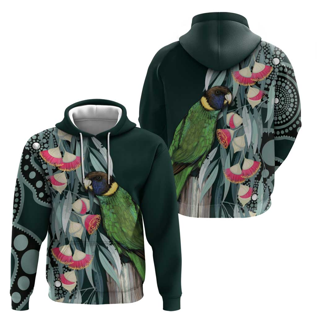 Australian Ringneck Parrot Hoodie Barnardius Zonarius Eucalyptus Flowers Aboriginal Art